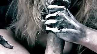Skeleton girl sucks cock. Horror halloween