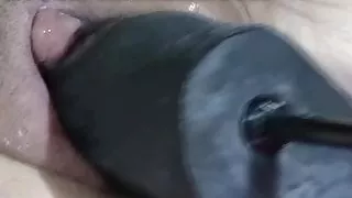 BBC Dildo On Fucking Machine Fucks Her G-Spot, Creamy Pussy