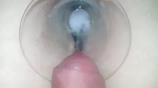 CumslutVictoria swallows her own load with a straw!