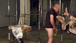 Blindfolded twink Avery Munroe drilled bareback on sex swing