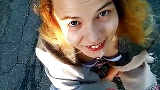 Stunning 18yo Lola sucks huge cock and gets extreme cumshot