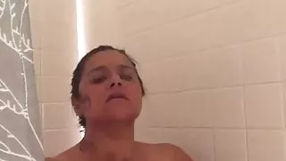 Sexy latina milf slut enjoying a nice shower