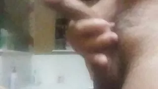 Stroking uncut morning wood