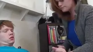 Sexy step mom gives a blowjob