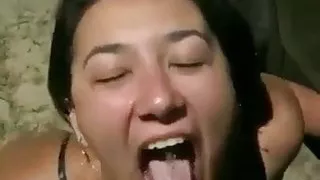 Pissing on my slut girlfriend in the parking