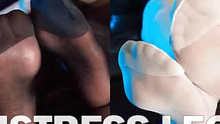 Soles in black and white stockings