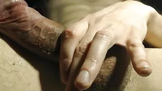 Gentle dick massage close-up