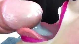 Cums in mouth