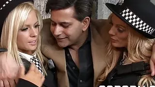 Two sexies police fucked hard by a rough cock