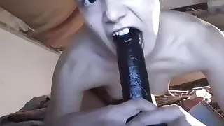 Stunning Petite Teenager Girl enjoys Pussy stretching Dildo