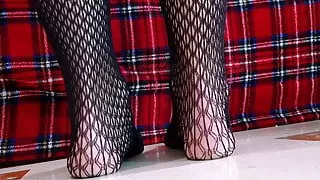 Small Feet Lace Stockings Close Up