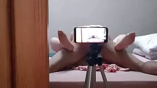 In front of the mirror