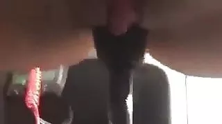 Lusty lady satisfying herself on gearshift