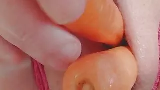 Fucking My Tight Cunt With 2 Carrots