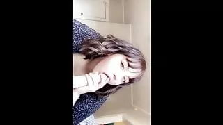 petite babe sucks on dildo