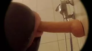 Keyholeboy - john holmes bathroom session in latex catsuit