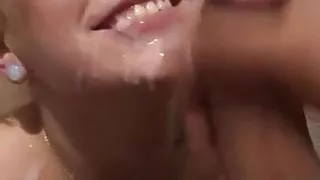 Pretty blonde punk smiles during facial