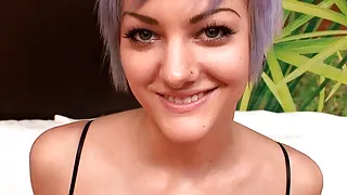 Petite Emo Teen With Meaty Pussy Lips Sucks and Fucks