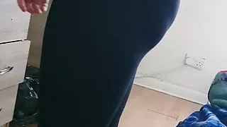 Step mom morning fuck through leggings with step son