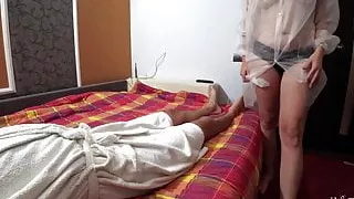 brunette deepthroat big dick, anal doggy sex and double penetration 