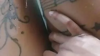 Colored playing in the bath