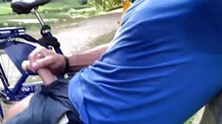 Jerking off on a public park bench and cumming quickly