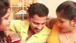 Aunty Sex Video, two aunties with 1 man with a big cock