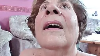 Hairy old German grandma has a hairy pussy