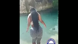 thick black girl at the beach