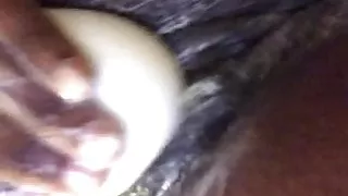 Yomairie S. Joseph masturbates her cunt lips with soap