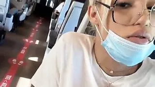 Shemale masturbate in public train
