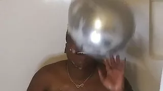 ebony Couple Balloons and bubbles play