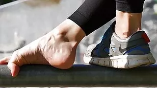 Feet 057 - Bare Sole Rubbing And Grabbing That Iron Bar