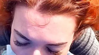 Risky outdoor blowjob near sea