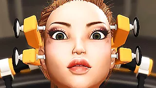 Hot blonde in restraints in the sci-fi lab fucked by monster