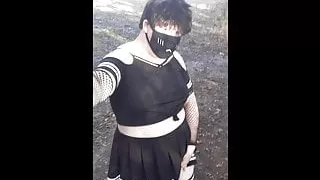 Chubby Femboy crossdressing in Public