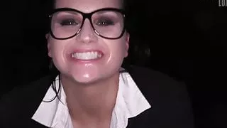 Secretary Barbara Swallows Cum at the Gloryhole