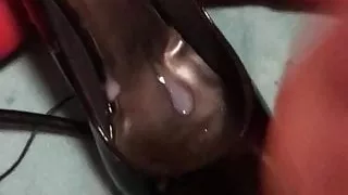 cum on shoe with vibrating plug