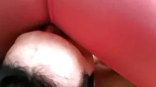 full weight pink pantyhose facesitting on bobby