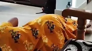 My wife Vijji on the floor