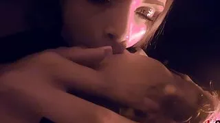 Manuela Albertini & Adila Venus in Night Time Party Kissing