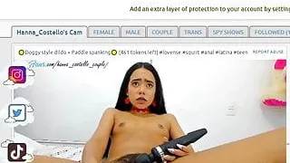 petite latina pounds her pussy with thick dildo on bad drago