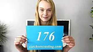 Novice blonde darling shows off in casting