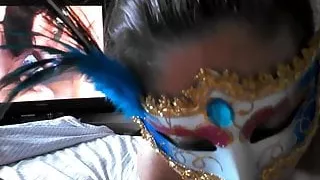 Masked Wife Sucks Hubby and Fingers his Asshole