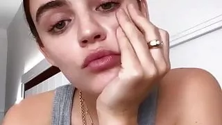 Lucy Hale cleavage and red hair, selfie