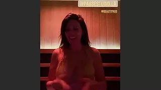 Persian Iranian model Estrella Nouri, sexy bikini, live, nipple