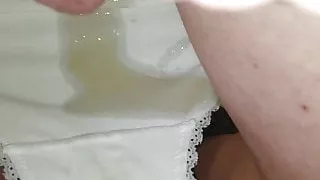 Cum dripping into my white panties
