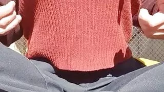 Clamping her nipples over clothes