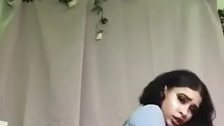 Chocolate chick rides her dildo and moans passionately