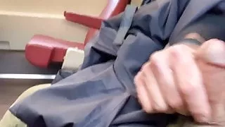Jerking off on the train and cumming in public